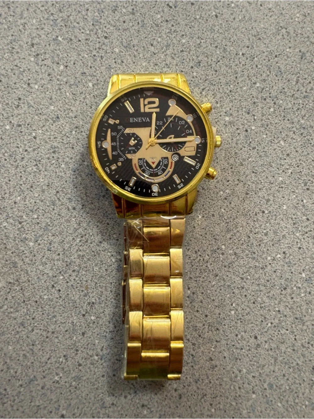 New-ENEVA Gold and Black Men’s Dress Watch Trio Dial luxury watch